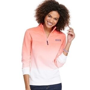 Vineyard Vines Shep ombre orange long sleeve 1/4 zip pullover sweatshirt